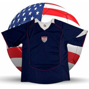 United States US Soccer Blue White Red Embroidered Jersey Youth Size Large YL